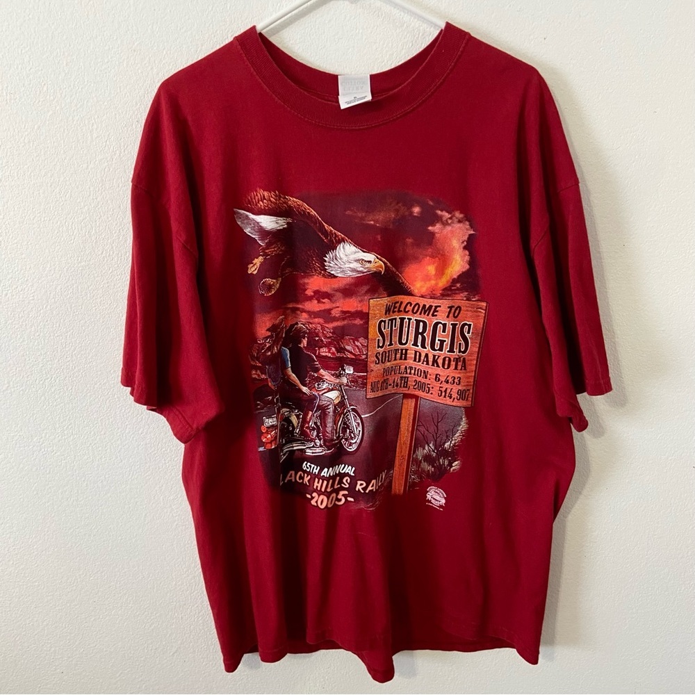 Vintage 2005 Sturgis biker rally graphic T-shirt men’s XL Eagle black hills